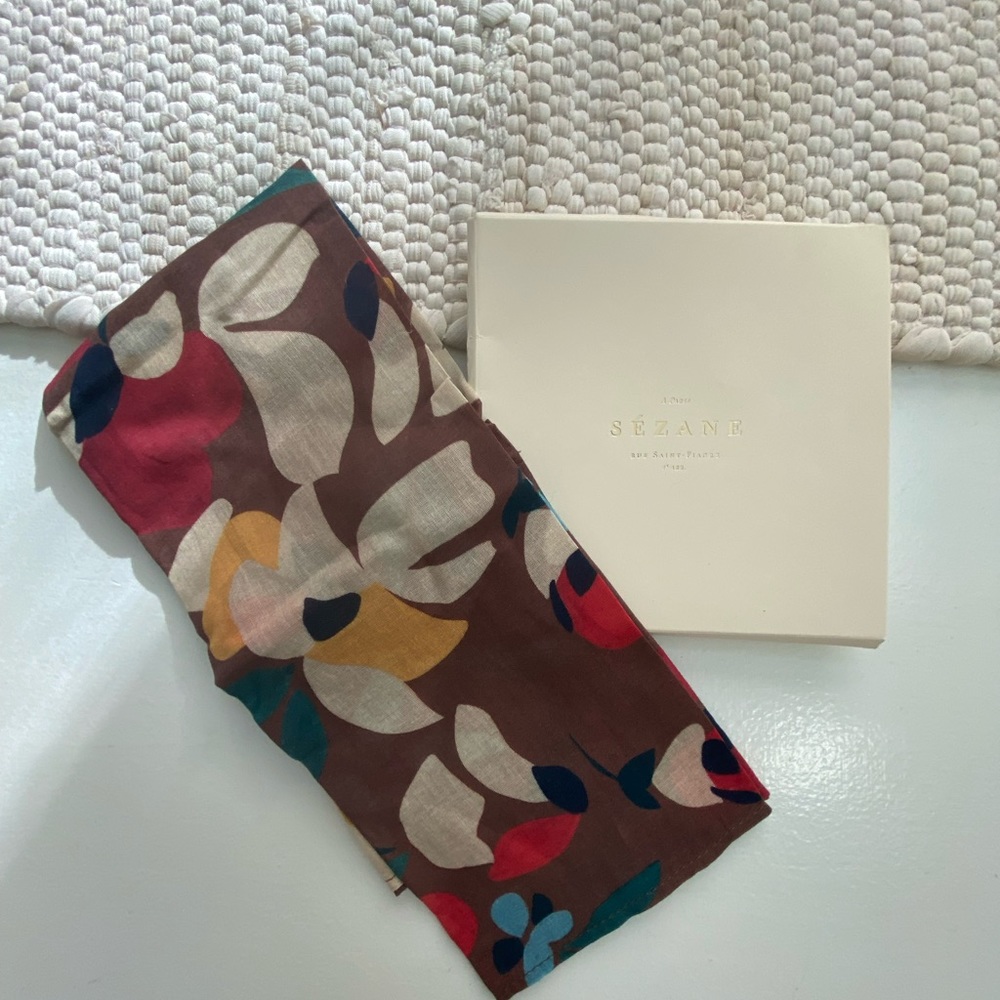 New Sezane Brown Floral Scarf/Bandana